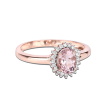 Load image into Gallery viewer, 14K Rose Gold Morganite Halo Engagement Rings
