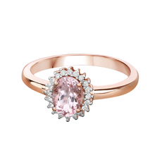 Load image into Gallery viewer, 14K Rose Gold Morganite Halo Engagement Rings