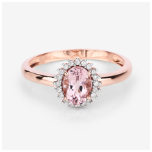 Load image into Gallery viewer, 14K Rose Gold Morganite Halo Engagement Rings