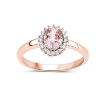 Load image into Gallery viewer, 14K Rose Gold Morganite Halo Engagement Rings