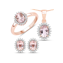 Load image into Gallery viewer, 14K Rose Gold Morganite Halo Engagement Rings