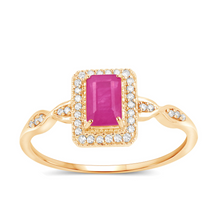 Load image into Gallery viewer, 14K Yellow Gold Pink Ruby Diamond Ring