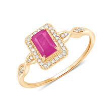 Load image into Gallery viewer, 14K Yellow Gold Pink Ruby Diamond Ring