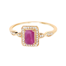 Load image into Gallery viewer, 14K Yellow Gold Pink Ruby Diamond Ring