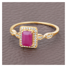 Load image into Gallery viewer, 14K Yellow Gold Pink Ruby Diamond Ring