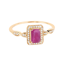 Load image into Gallery viewer, 14K Yellow Gold Pink Ruby Diamond Ring