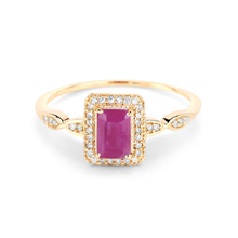Load image into Gallery viewer, 14K Yellow Gold Pink Ruby Diamond Ring