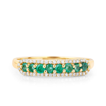 Load image into Gallery viewer, 14K Gold Emerald And Diamond Eternity Ring