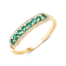 Load image into Gallery viewer, 14K Gold Emerald And Diamond Eternity Ring