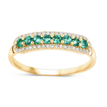 Load image into Gallery viewer, 14K Gold Emerald And Diamond Eternity Ring
