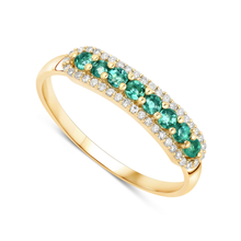 Load image into Gallery viewer, 14K Gold Emerald And Diamond Eternity Ring