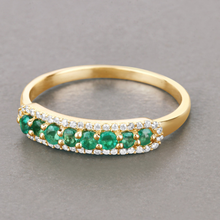 Load image into Gallery viewer, 14K Gold Emerald And Diamond Eternity Ring