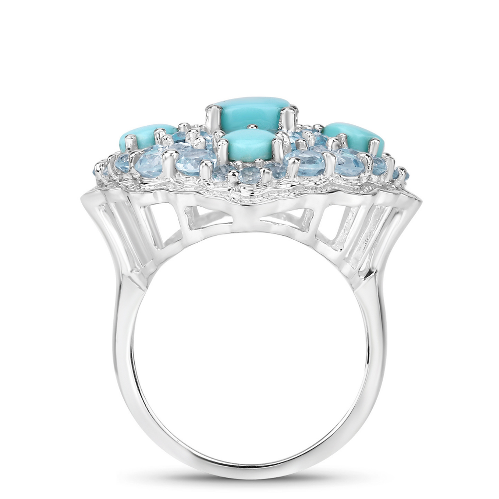 Silver Turquoise Cluster Ring