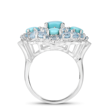 Load image into Gallery viewer, Silver Turquoise Cluster Ring