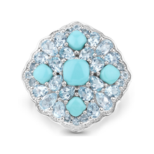Load image into Gallery viewer, Silver Turquoise Cluster Ring