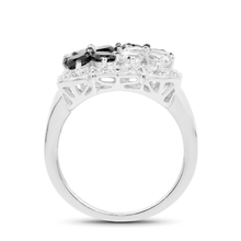 Load image into Gallery viewer, Black Spinel White Topaz Floral Ring
