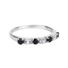 Load image into Gallery viewer, Black Sapphire and White Topaz Half Eternity Ring
