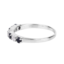 Load image into Gallery viewer, Black Sapphire and White Topaz Half Eternity Ring