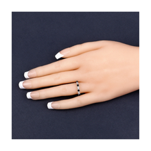 Load image into Gallery viewer, Black Sapphire and White Topaz Half Eternity Ring