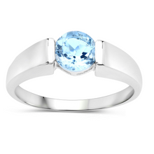 Load image into Gallery viewer, 925 Sterling Silver Blue Topaz Solitaire Unisex Ring