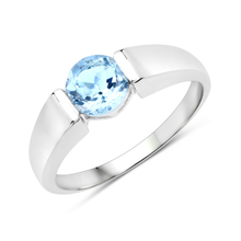 Load image into Gallery viewer, 925 Sterling Silver Blue Topaz Solitaire Unisex Ring