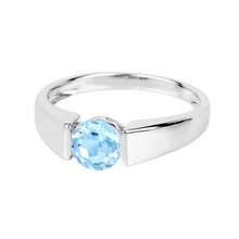 Load image into Gallery viewer, 925 Sterling Silver Blue Topaz Solitaire Unisex Ring