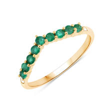 Load image into Gallery viewer, 10K Yellow Gold Zambian Emerald Band Ring