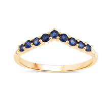 Load image into Gallery viewer, 10K Yellow Gold Blue Sapphire Claddagh Ring