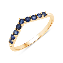 Load image into Gallery viewer, 10K Yellow Gold Blue Sapphire Claddagh Ring