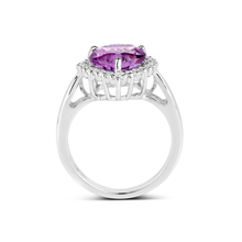 Load image into Gallery viewer, Amethyst with White Topaz Heart Ring