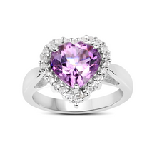 Load image into Gallery viewer, Amethyst with White Topaz Heart Ring