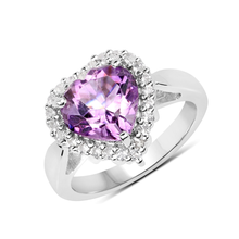 Load image into Gallery viewer, Amethyst with White Topaz Heart Ring
