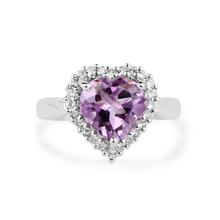 Load image into Gallery viewer, Amethyst with White Topaz Heart Ring