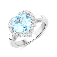 Load image into Gallery viewer, Genuine Blue Heart Topaz Ring