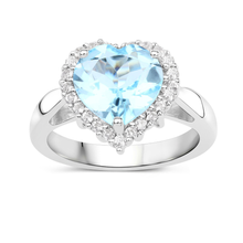 Load image into Gallery viewer, Genuine Blue Heart Topaz Ring