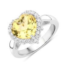 Load image into Gallery viewer, Genuine Citrine Heart Halo Ring