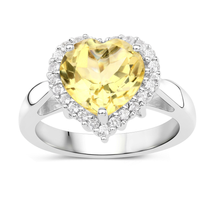 Load image into Gallery viewer, Genuine Citrine Heart Halo Ring