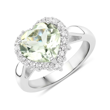 Load image into Gallery viewer, Heart Shaped Genuine Green Amethyst Ring