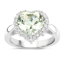 Load image into Gallery viewer, Heart Shaped Genuine Green Amethyst Ring