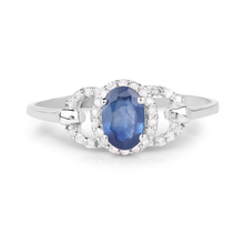 Load image into Gallery viewer, 10K White Gold Blue Sapphire and White Diamond Ring