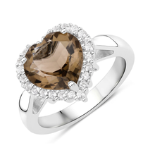 Load image into Gallery viewer, Genuine Smoky Quartz Heart Ring