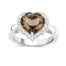 Load image into Gallery viewer, Genuine Smoky Quartz Heart Ring