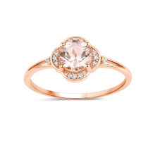 Load image into Gallery viewer, 10K Rose Gold Morganite Halo Ring with White Diamonds