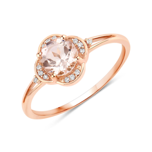 Load image into Gallery viewer, 10K Rose Gold Morganite Halo Ring with White Diamonds