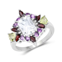 Load image into Gallery viewer, White Topaz Multi Stone Cocktail Sterling Silver Ring