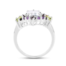 Load image into Gallery viewer, White Topaz Multi Stone Cocktail Sterling Silver Ring