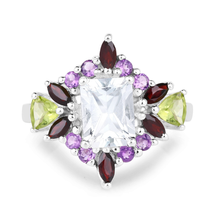 Load image into Gallery viewer, White Topaz Multi Stone Cocktail Sterling Silver Ring