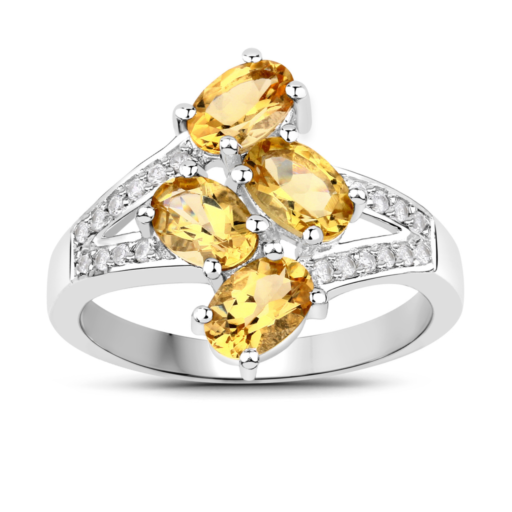 Yellow Beryl Bypass Sterling Silver Ring