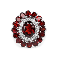 Load image into Gallery viewer, Natural Garnet Flower Ring