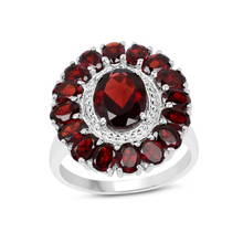 Load image into Gallery viewer, Natural Garnet Flower Ring